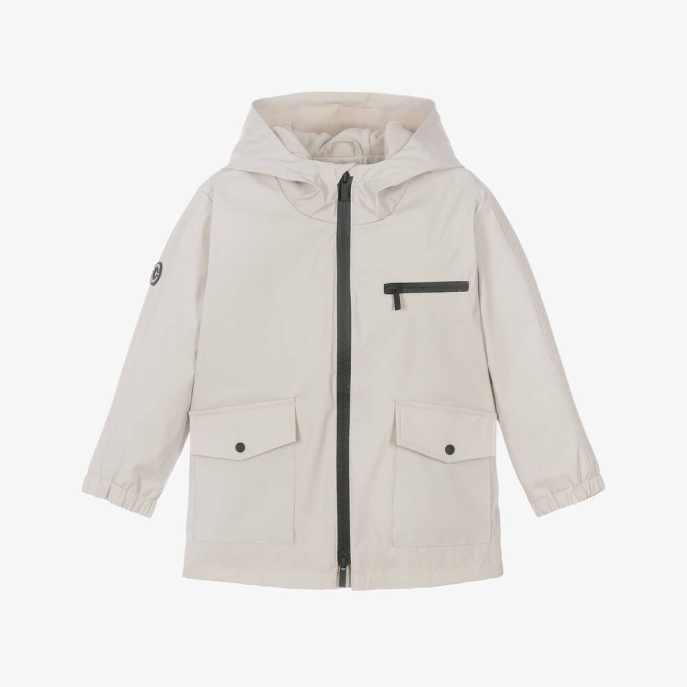 Mayoral-Boys Stone Beige Fleece-Lined Raincoat | Childrensalon