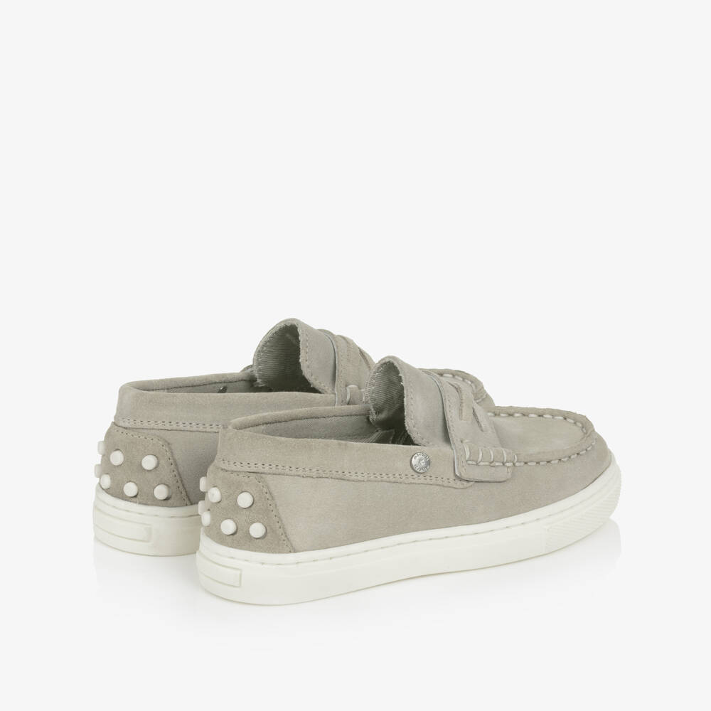 Mayoral-Boys Stone Grey Suede Leather Loafers | Childrensalon