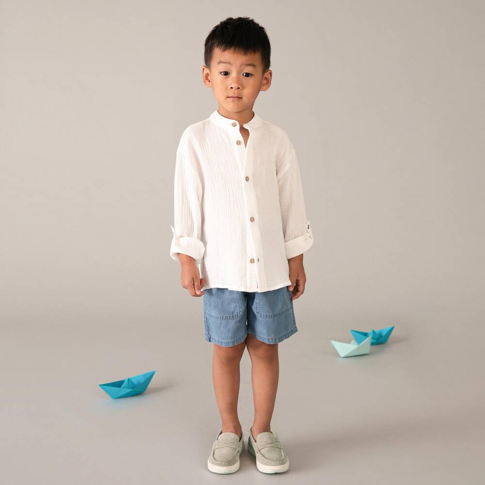 Mayoral-Boys Stone Grey Suede Leather Loafers | Childrensalon