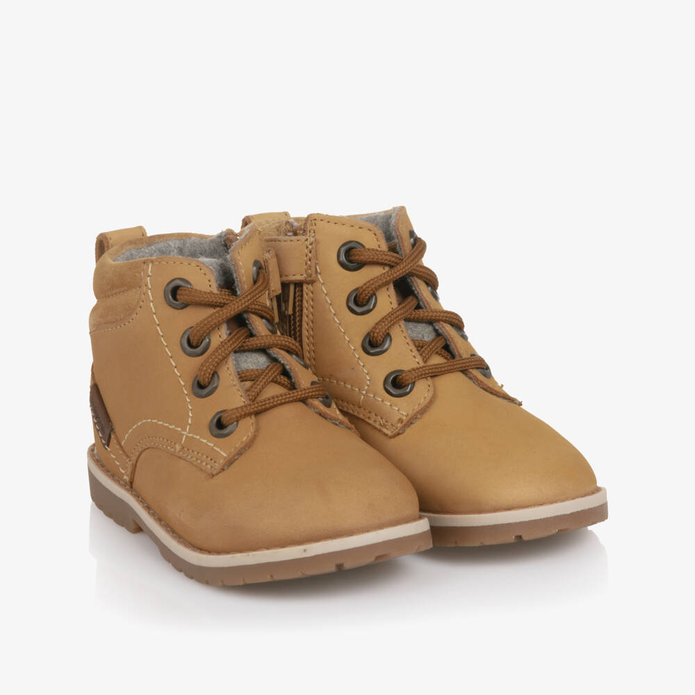 Mayoral-Boys Tan Brown Nubuck Leather Ankle Boots | Childrensalon