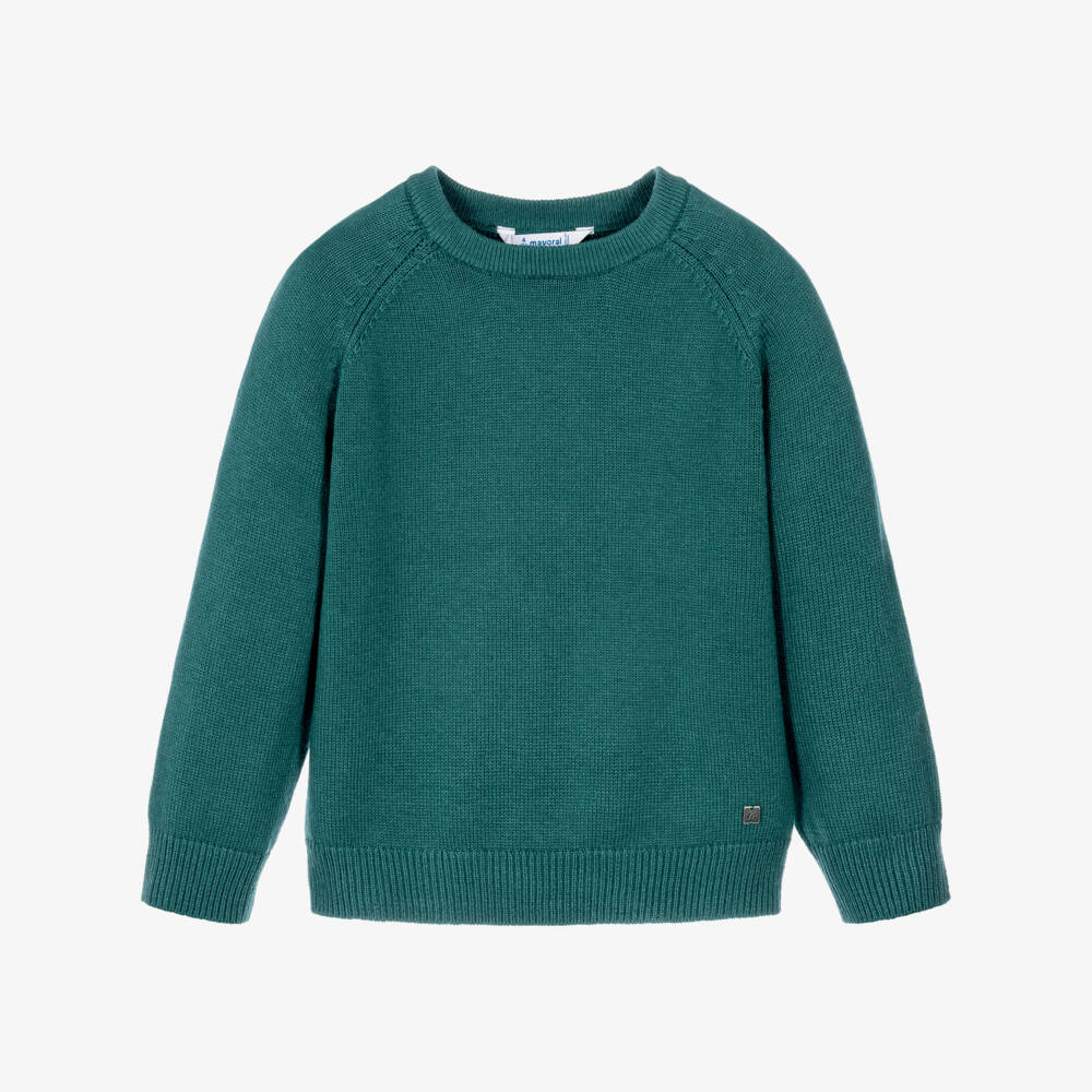 Mayoral-Boys Teal Blue Knitted Sweater | Childrensalon