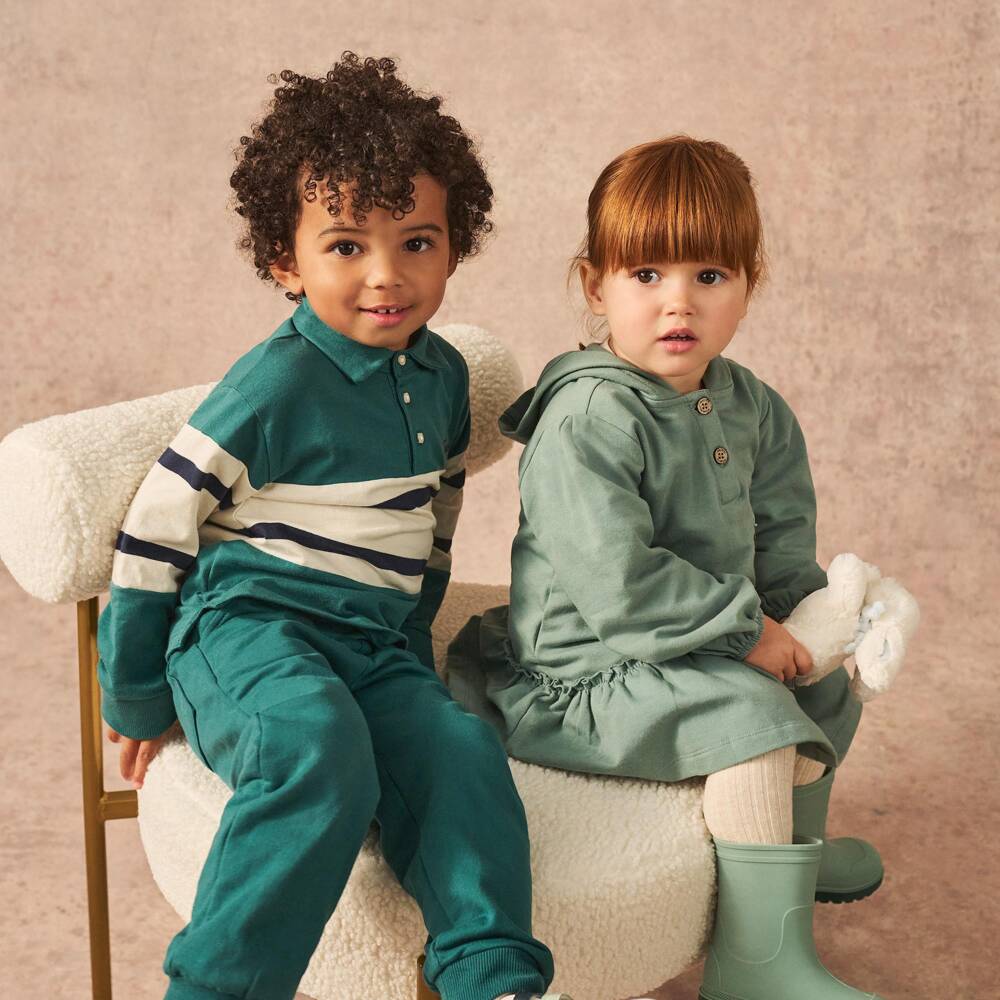 Mayoral-Boys Teal Green Colorblock Polo Shirt | Childrensalon