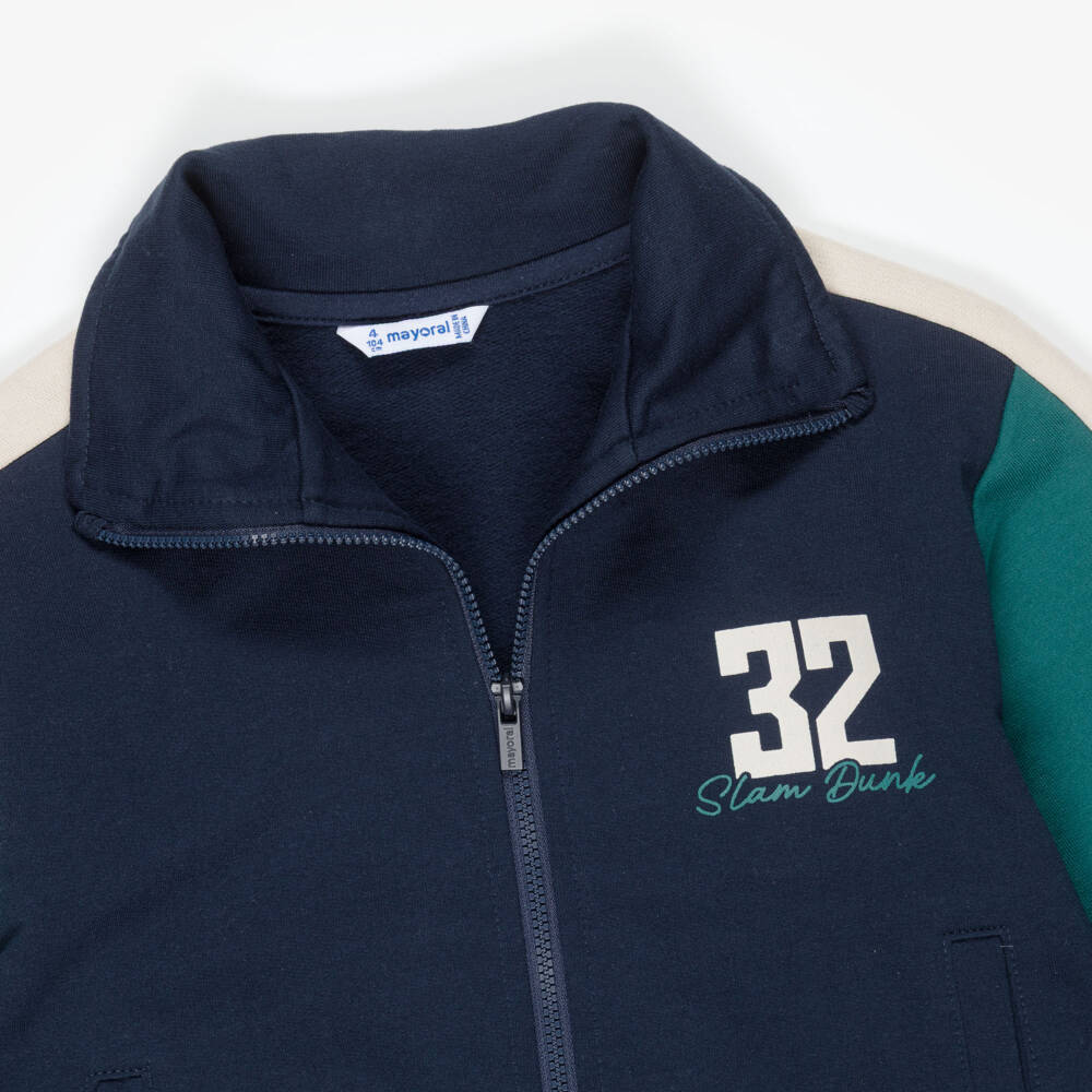 Mayoral-Boys Teal Green & Navy Blue Tracksuit Set | Childrensalon