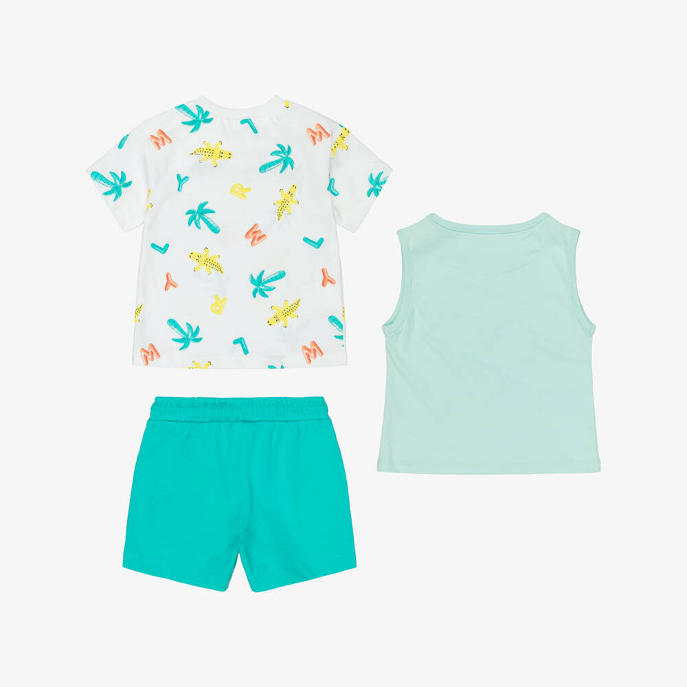 Mayoral-Boys Turquoise Blue Crocodile Print Shorts Set | Childrensalon