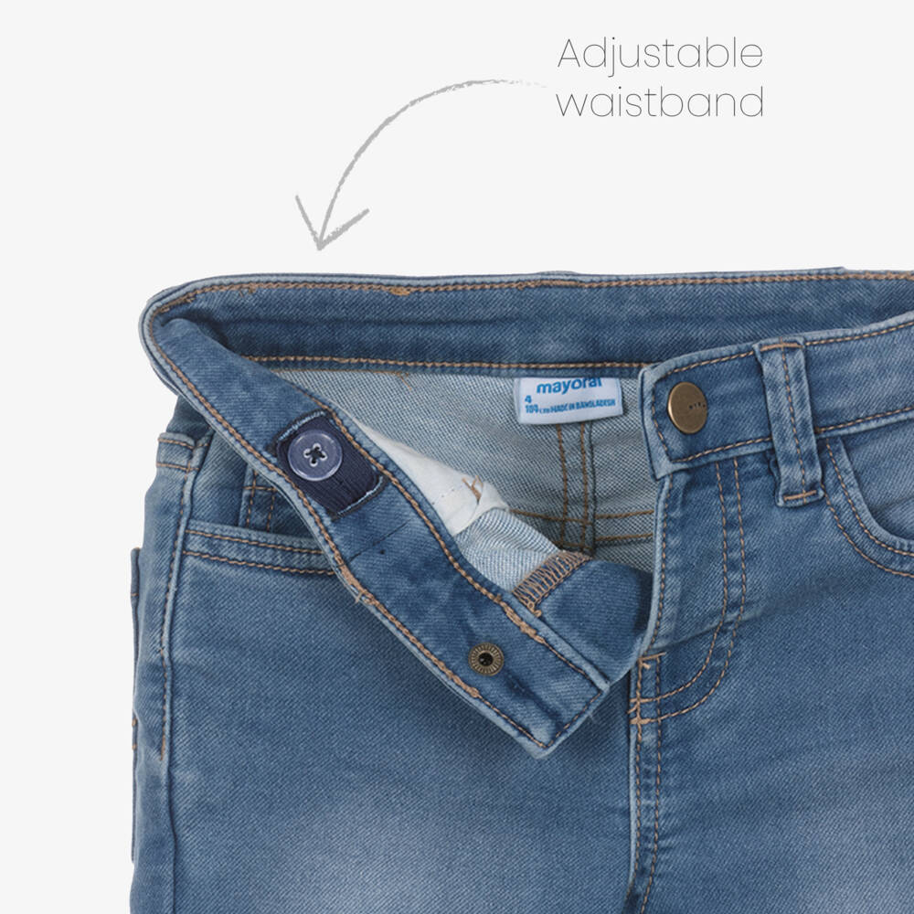 Mayoral-Джинсы слим синие из потертого денима для мальчиков | Childrensalon