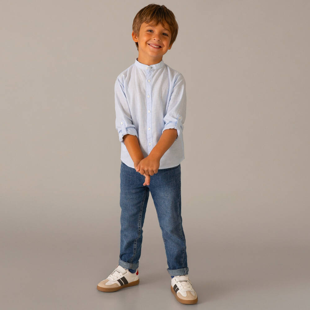Mayoral-Boys Washed Blue Regular Fit Denim Jeans | Childrensalon