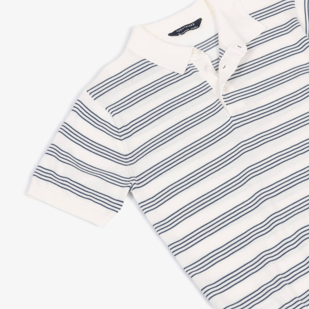 Mayoral Нукутаваке-Рубашка поло в бело-синюю полоску из хлопка для мальчиков | Childrensalon