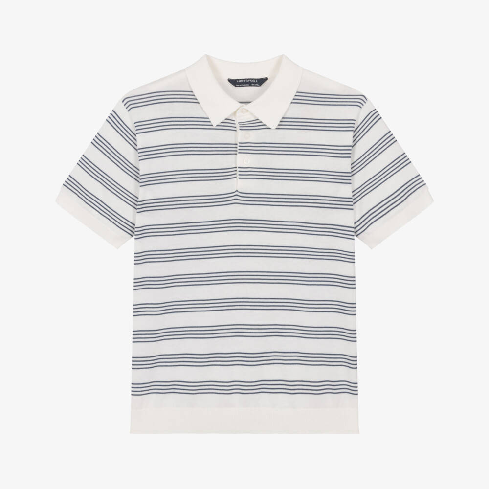 Mayoral Нукутаваке-Рубашка поло в бело-синюю полоску из хлопка для мальчиков | Childrensalon