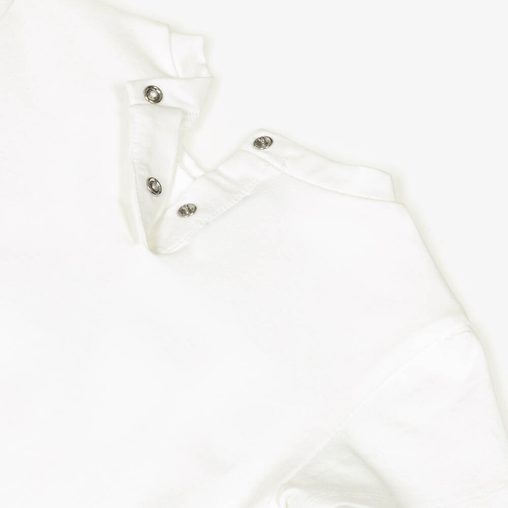 Mayoral-Boys White & Blue Striped Shorts Set with Car Motif | Childrensalon