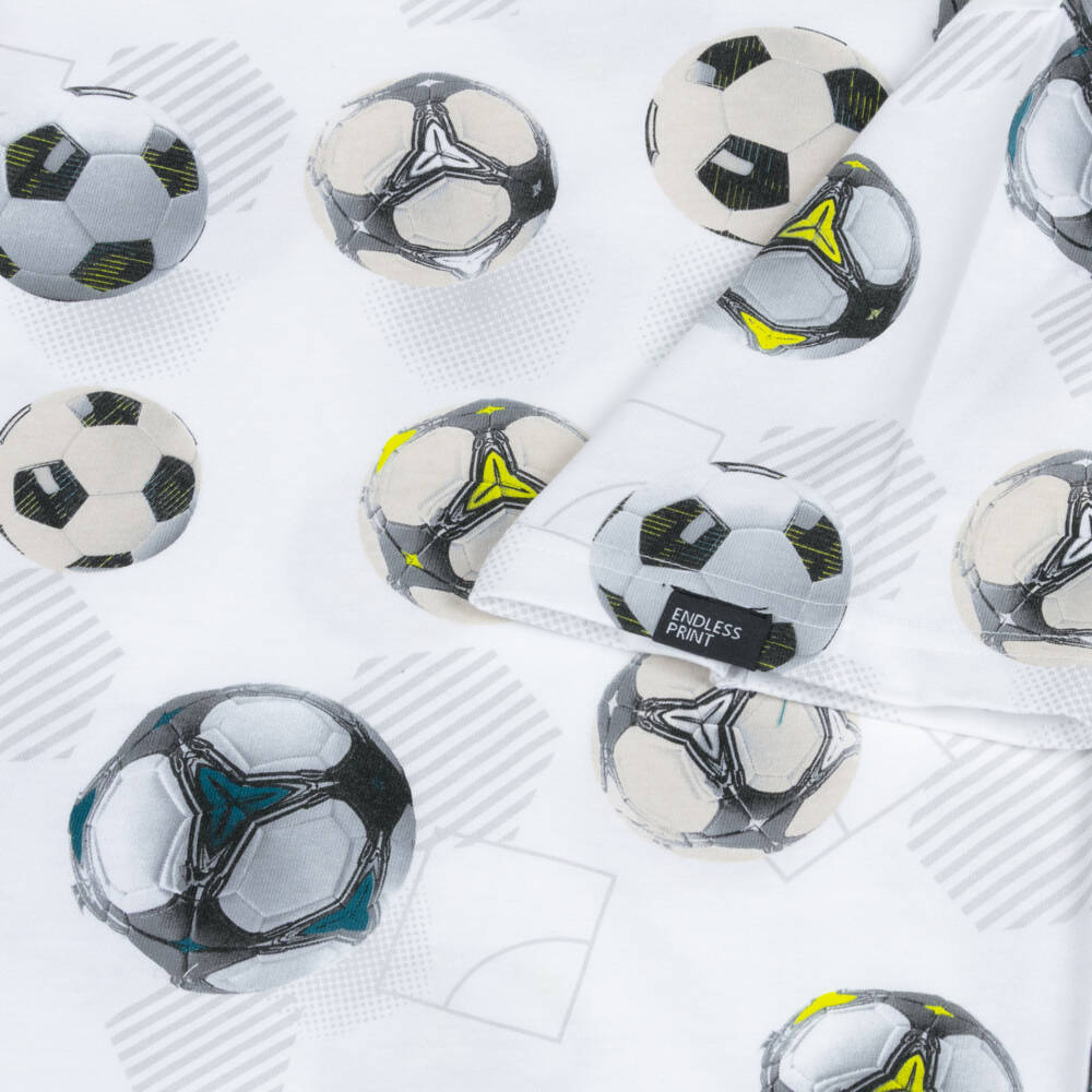 Mayoral Нукутаваке-Футболка белая из хлопкового трикотажа с футбольным принтом для мальчиков | Childrensalon