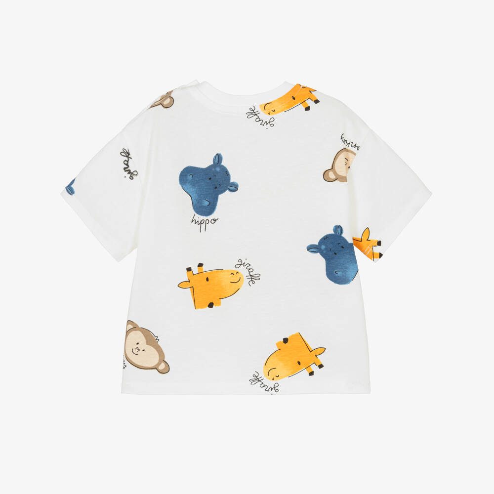 Mayoral-Boys White Cotton Jungle Animal T-Shirt | Childrensalon