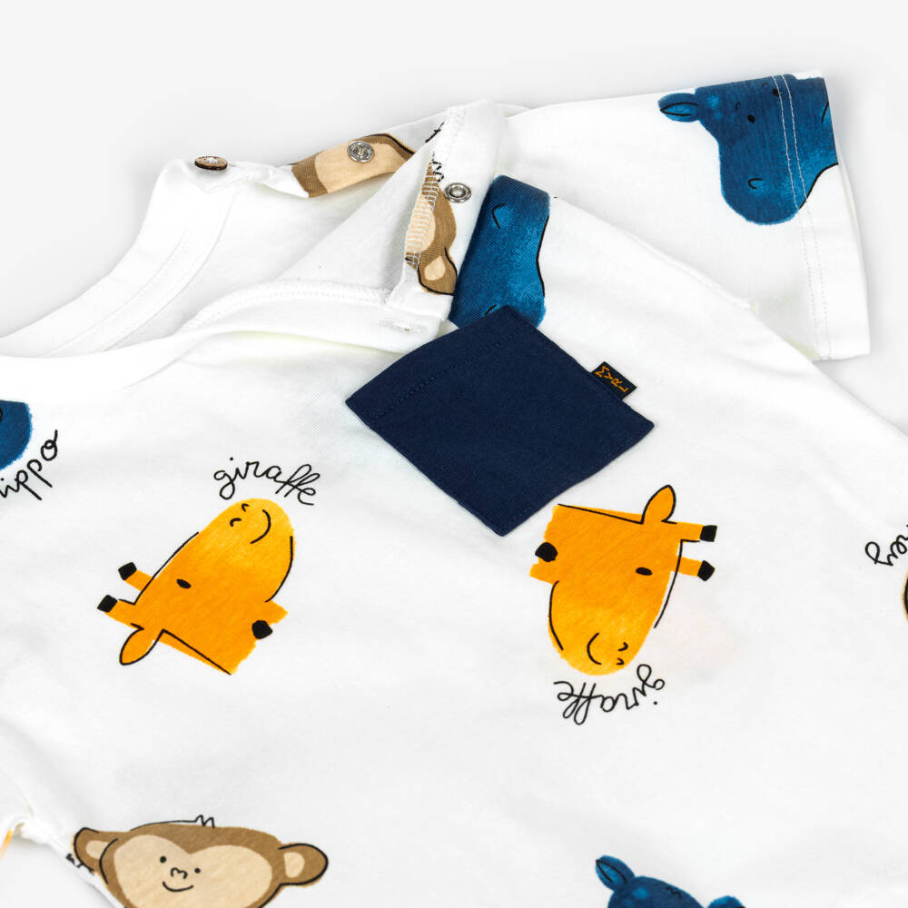 Mayoral-Boys White Cotton Jungle Animal T-Shirt | Childrensalon