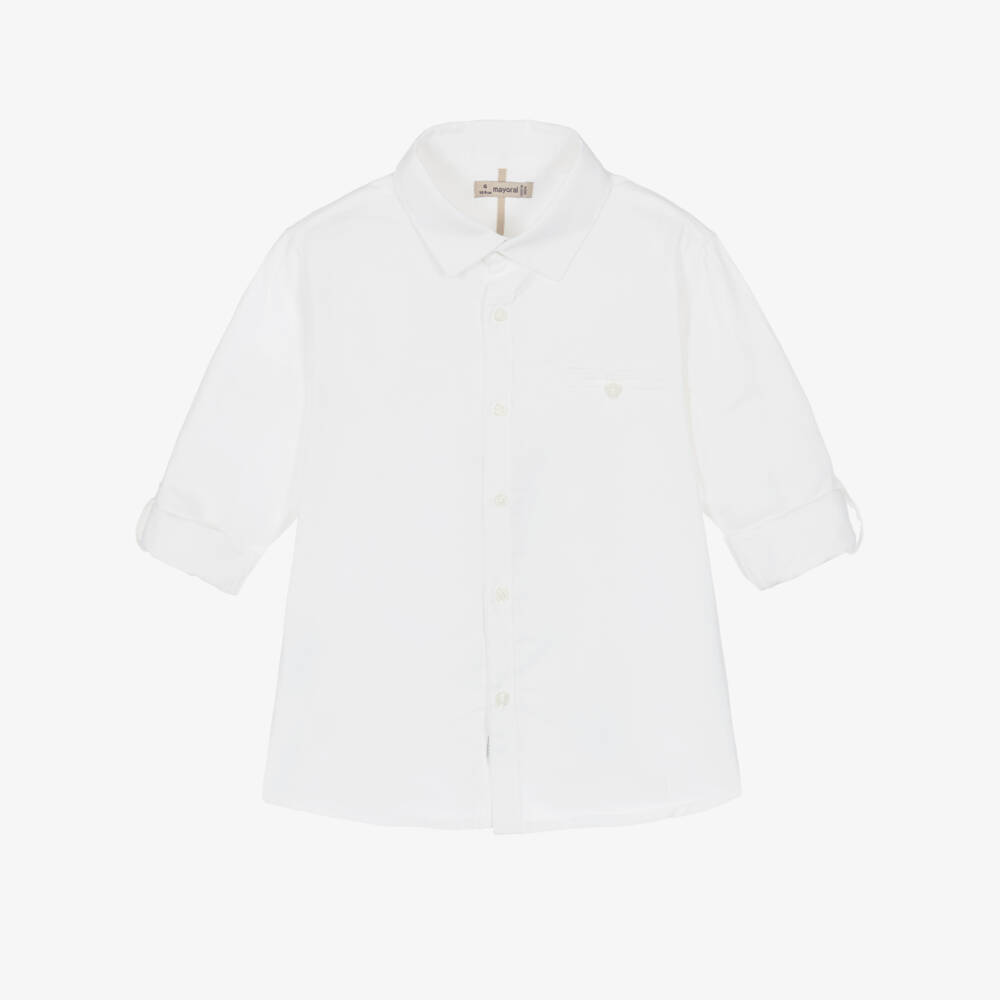 Mayoral Baby Boy White Long Sleeve Shirt