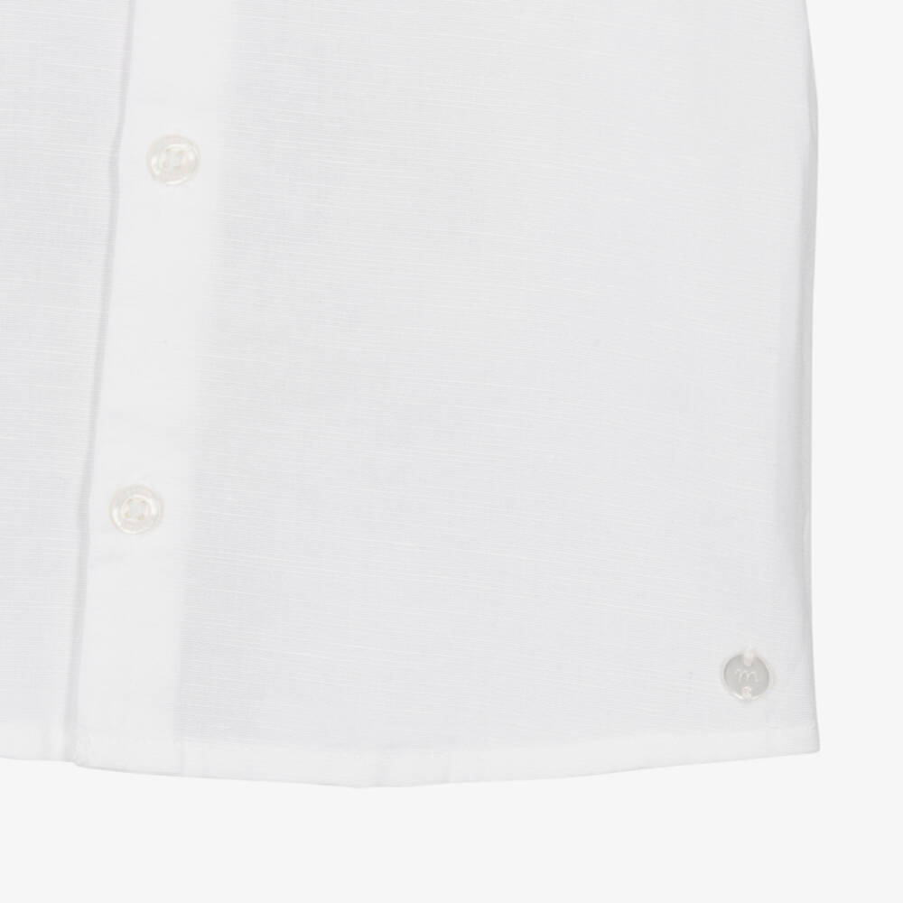 Mayoral-Boys White Cotton & Linen Short Sleeved Shirt | Childrensalon