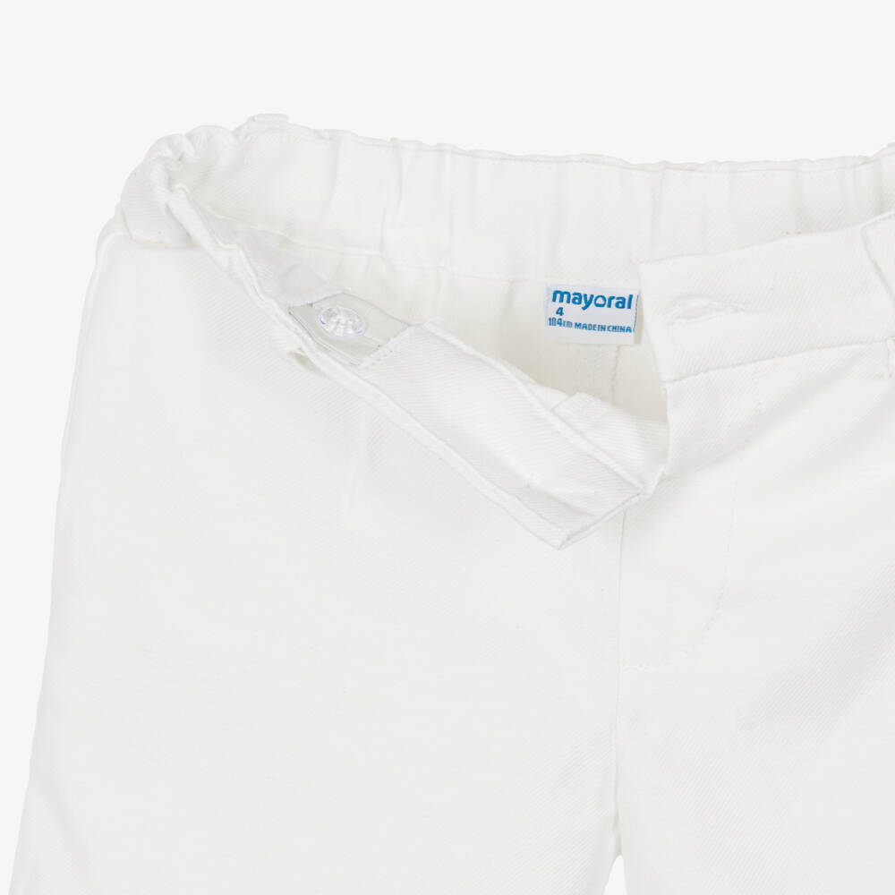 Mayoral-Boys White Cotton & Linen Shorts | Childrensalon