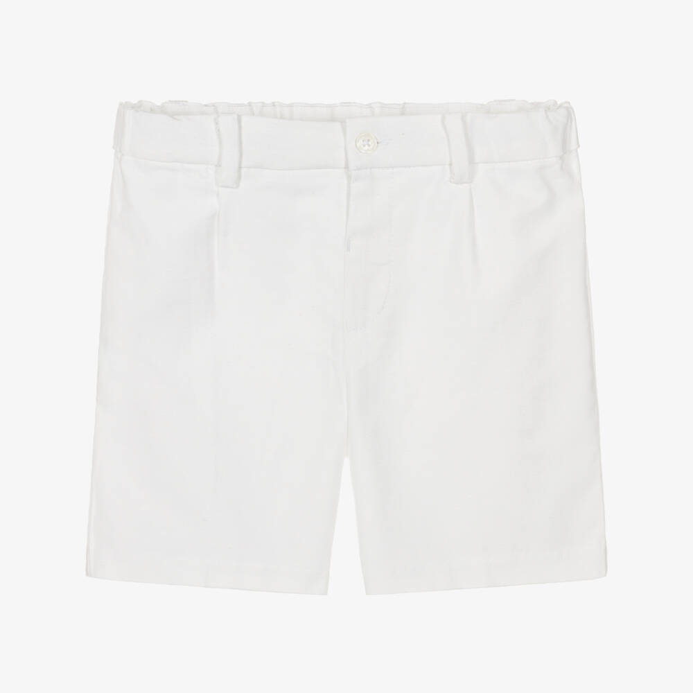 Mayoral-Boys White Cotton & Linen Shorts  | Childrensalon