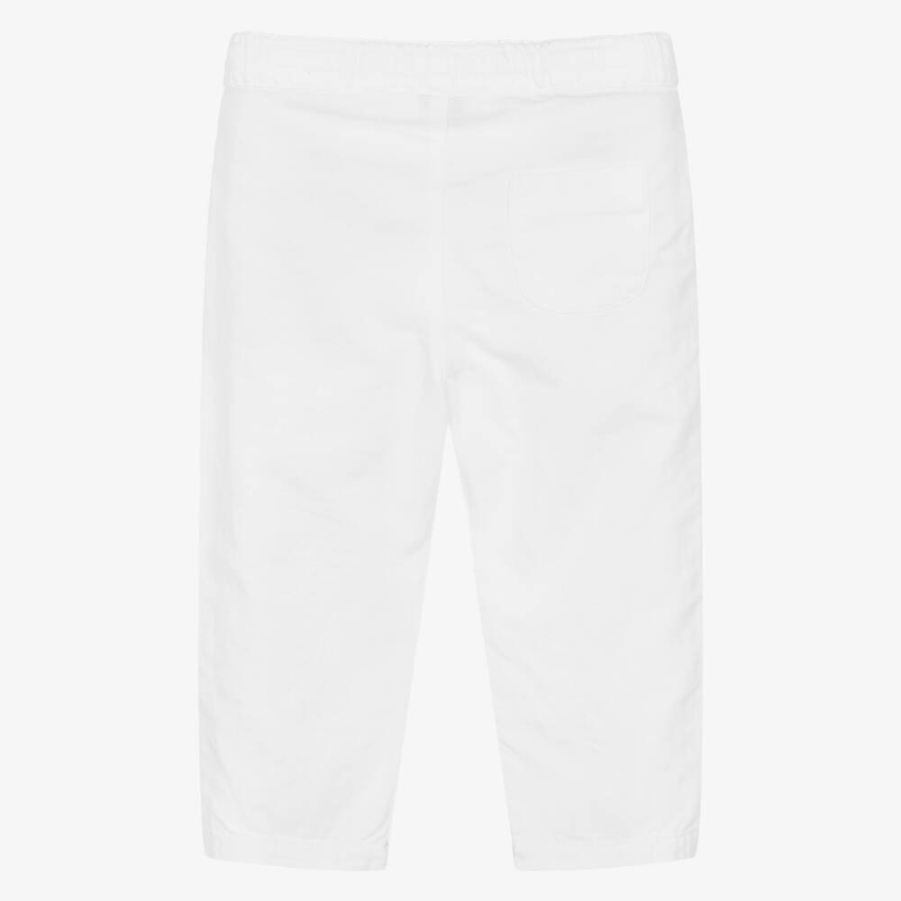 Mayoral-Boys White Cotton & Linen Trousers | Childrensalon
