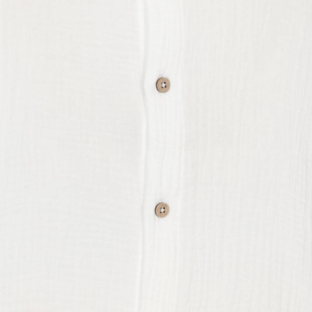 Mayoral-Boys White Cotton Muslin Collarless Shirt | Childrensalon