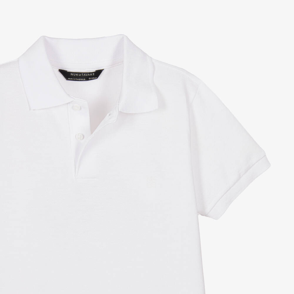 Mayoral Nukutavake-Boys White Cotton Piqué Polo Shirt | Childrensalon