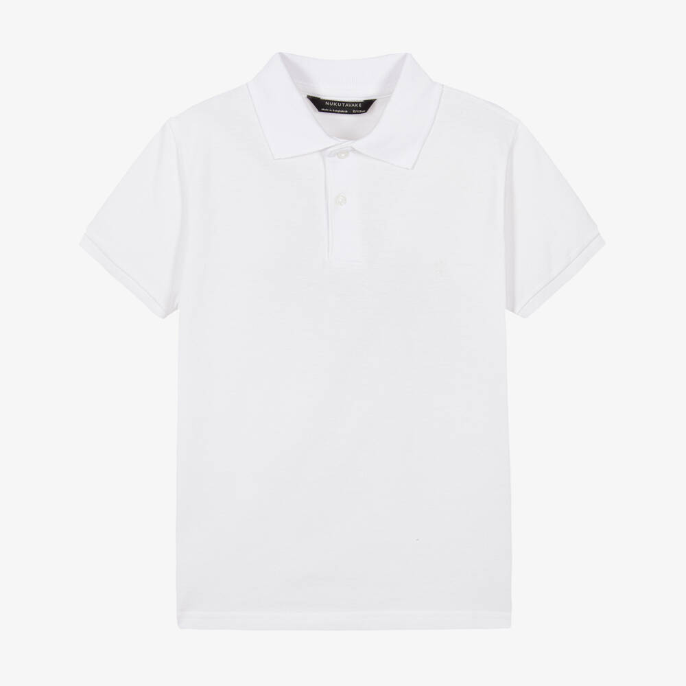 Mayoral Nukutavake-Boys White Cotton Piqué Polo Shirt | Childrensalon