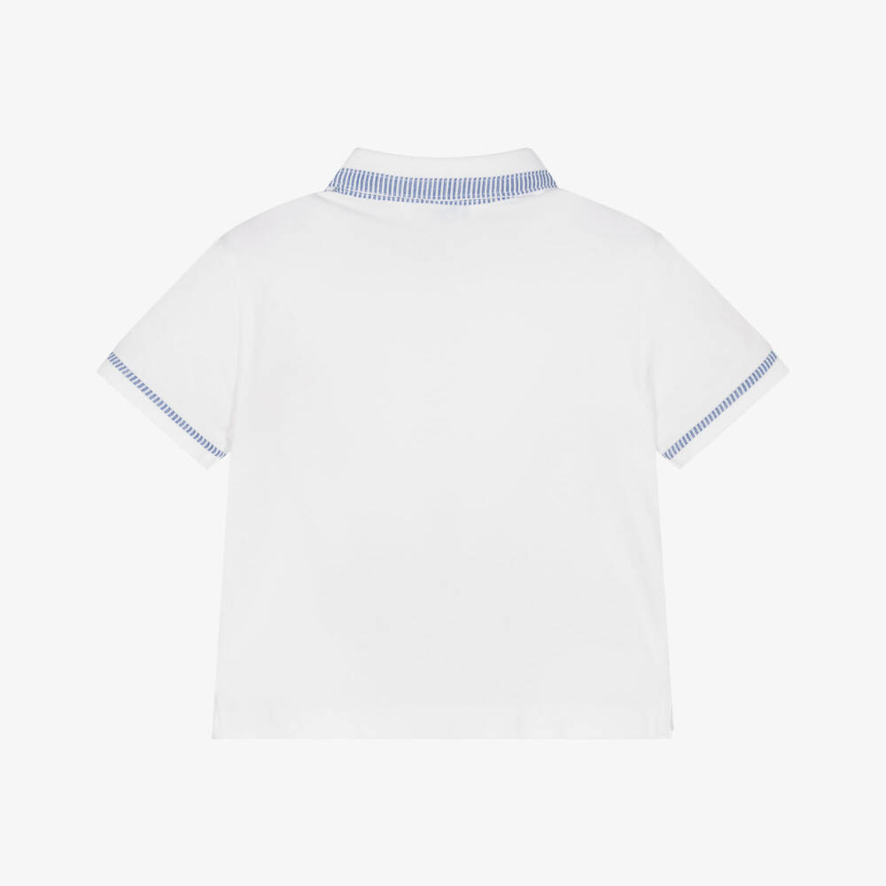 Mayoral-Рубашка поло хлопковая белая с парусником для мальчиков | Childrensalon