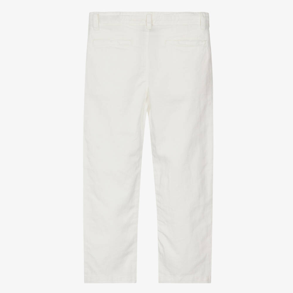 Mayoral-Boys White Cotton Relaxed Drawstring Chino Trousers | Childrensalon
