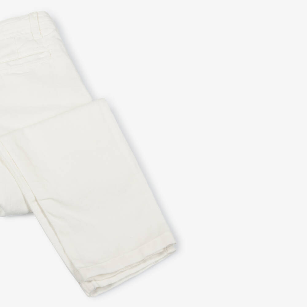 Mayoral-Boys White Cotton Relaxed Drawstring Chino Trousers | Childrensalon