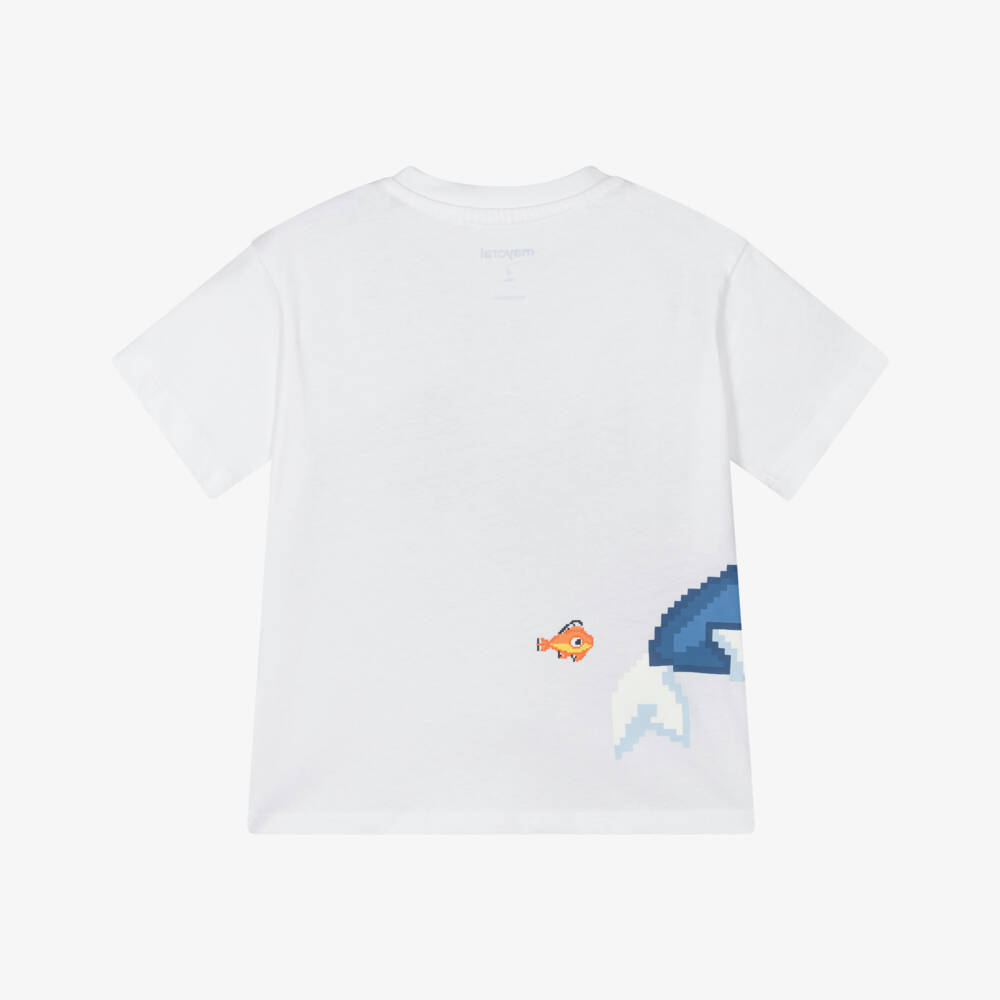 Mayoral-Boys White Cotton Shark T-Shirt | Childrensalon