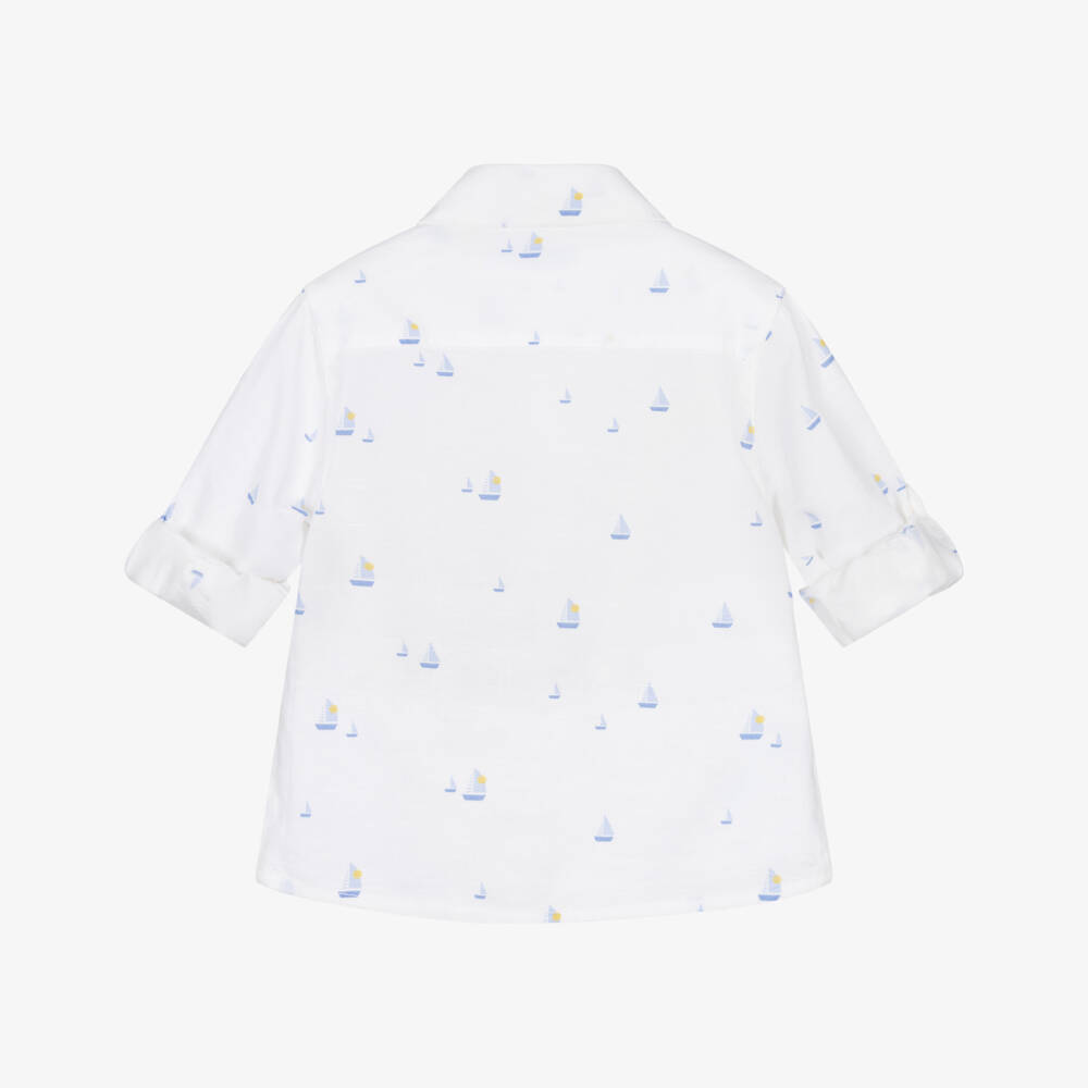 Mayoral-قميص بطبعة قارب شراعي لون أبيض للأولاد | Childrensalon