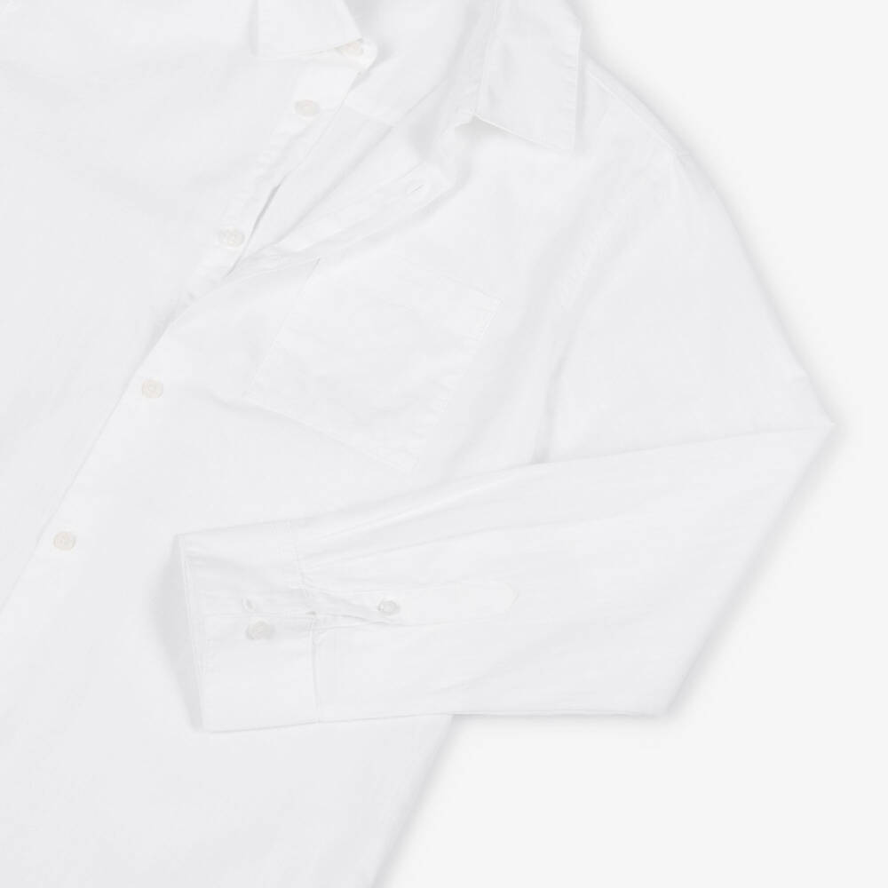 Mayoral Nukutavake-Boys White Cotton Shirt with Pocket | Childrensalon