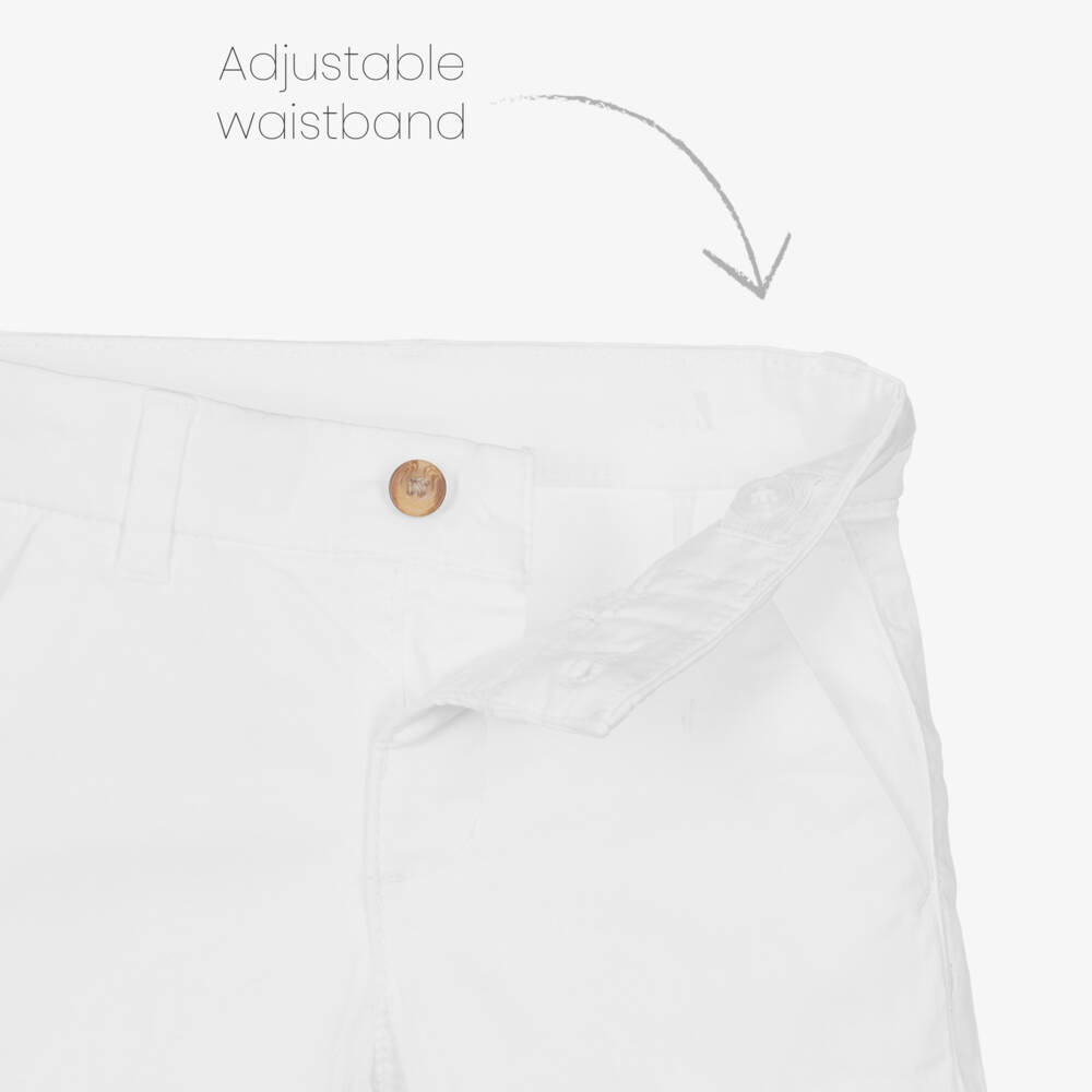 Mayoral-Boys White Cotton Twill Chino Shorts | Childrensalon