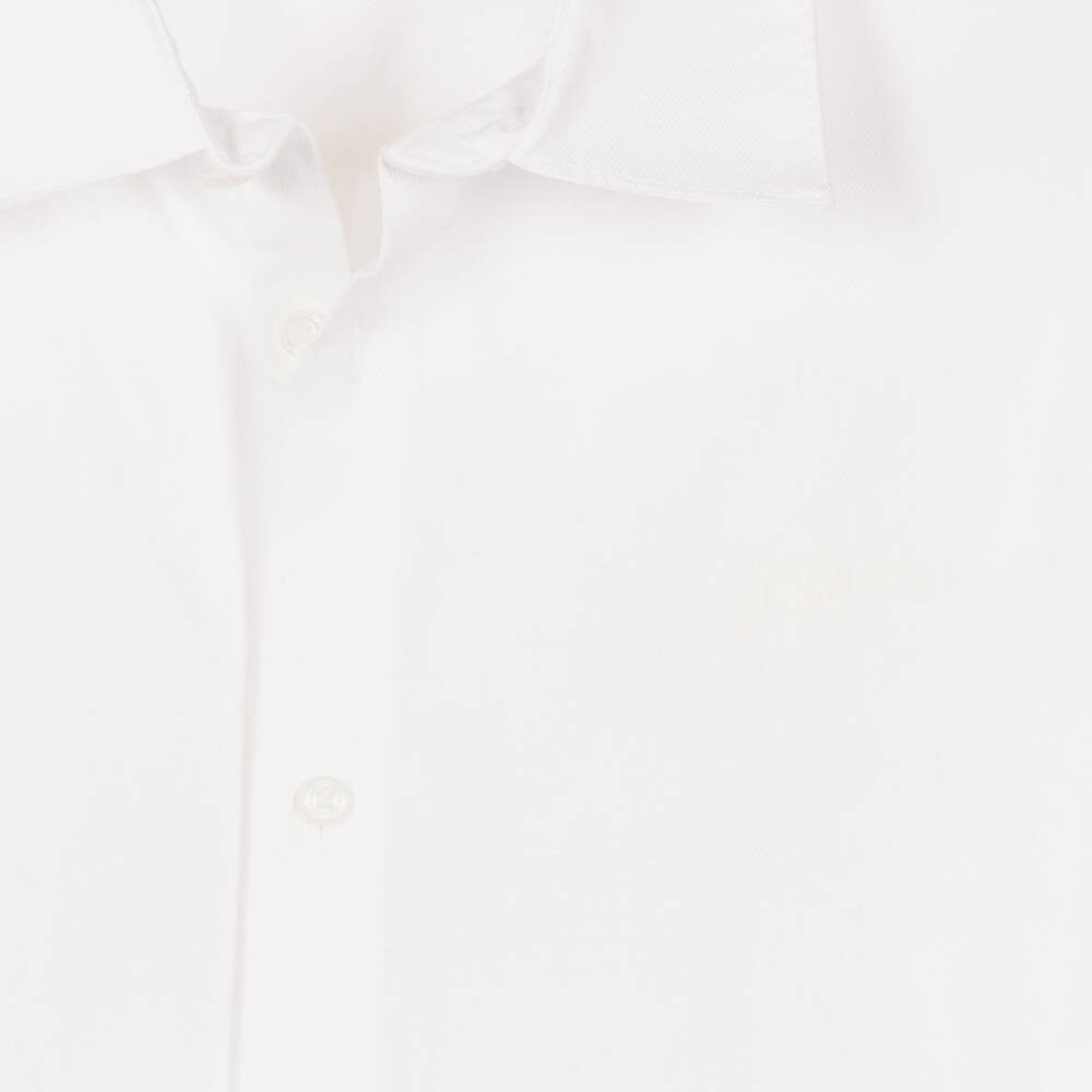 Mayoral Nukutavake-Boys White Cotton Twill Shirt | Childrensalon