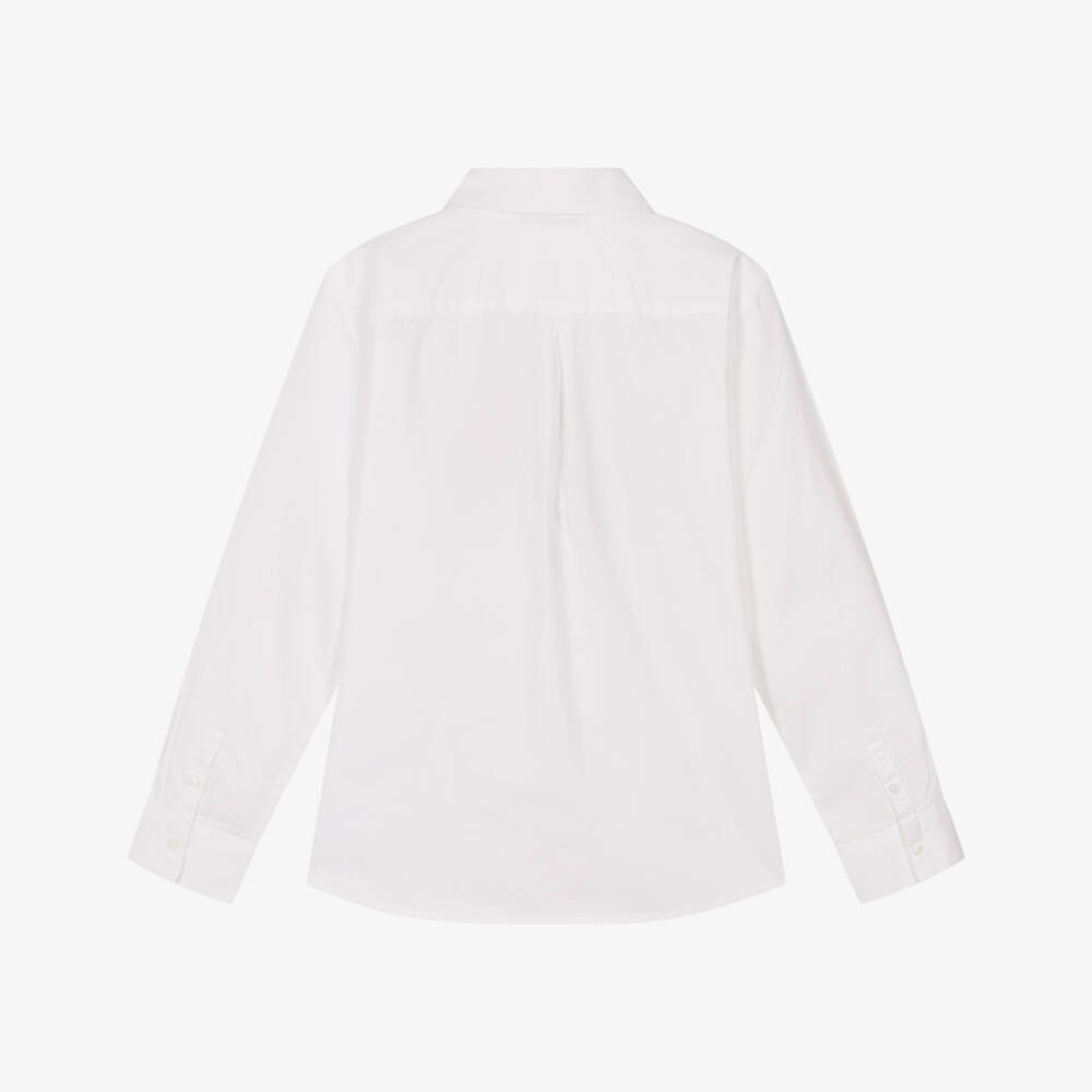 Mayoral Nukutavake-Boys White Cotton Twill Shirt | Childrensalon