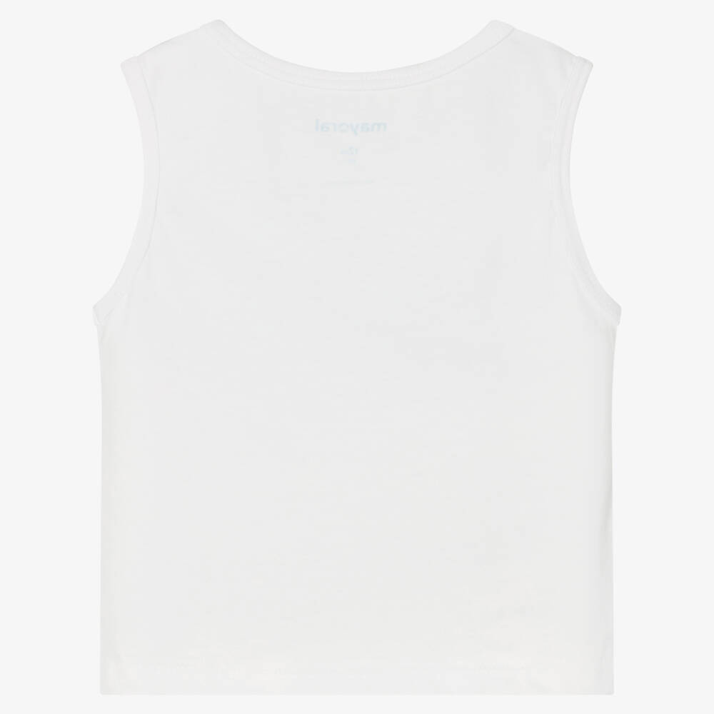 Mayoral-Boys White Cotton Vest Top with Blue Whale Graphic | Childrensalon