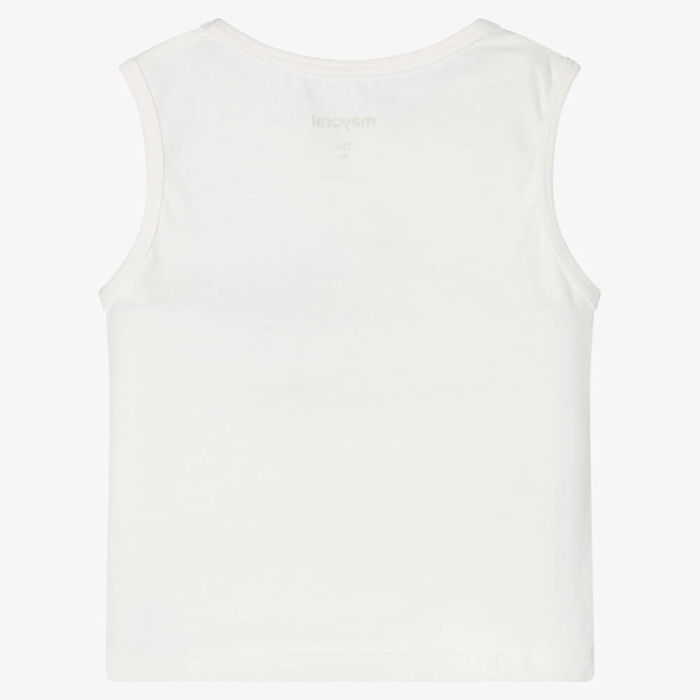 Mayoral-Boys White Cotton Vest Top with Green Chameleon Graphic | Childrensalon