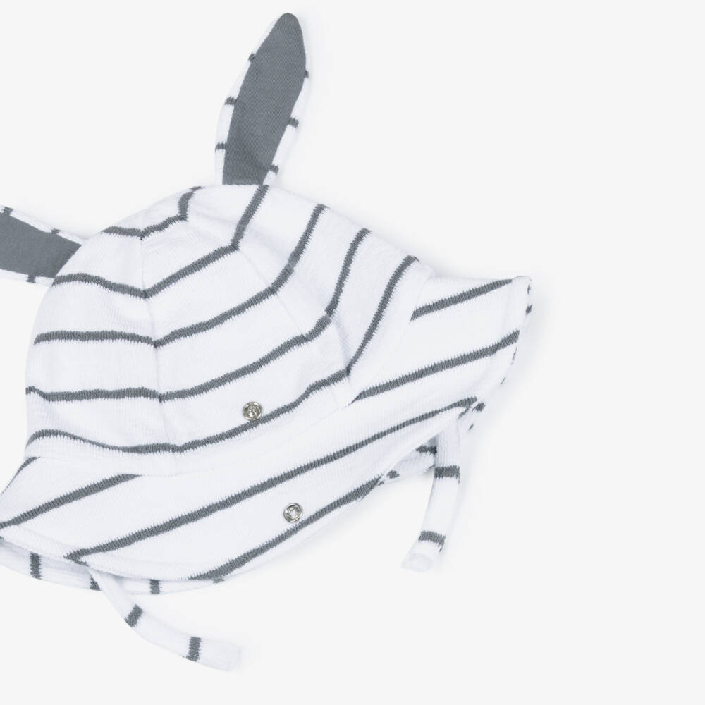 Mayoral Для новорожденных-Boys White & Grey Striped Towelling Babysuit Set | Childrensalon