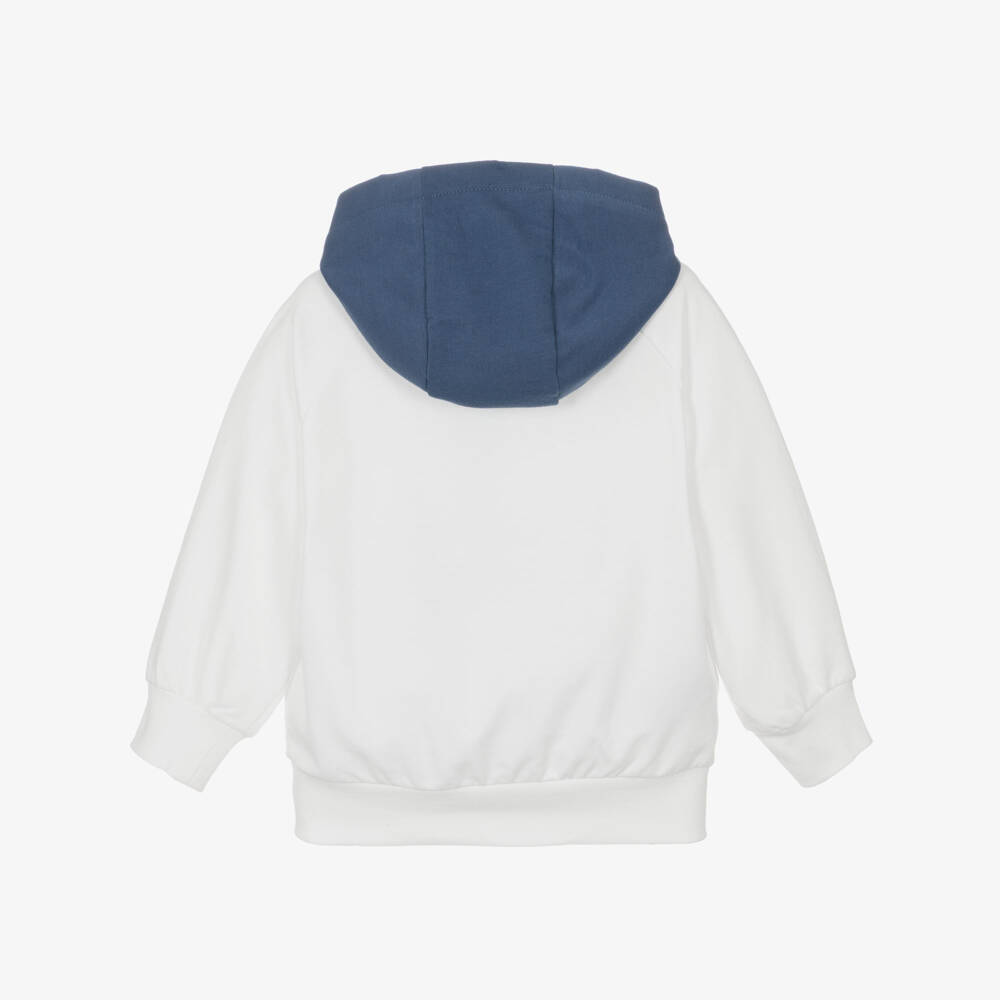 Mayoral-Boys White & Navy Blue Jersey Hoodie | Childrensalon