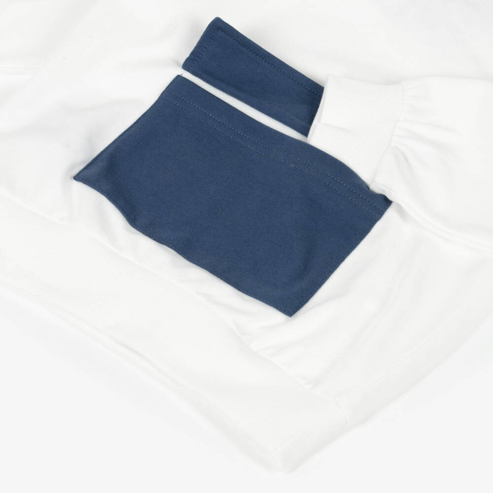Mayoral-Boys White & Navy Blue Jersey Hoodie | Childrensalon