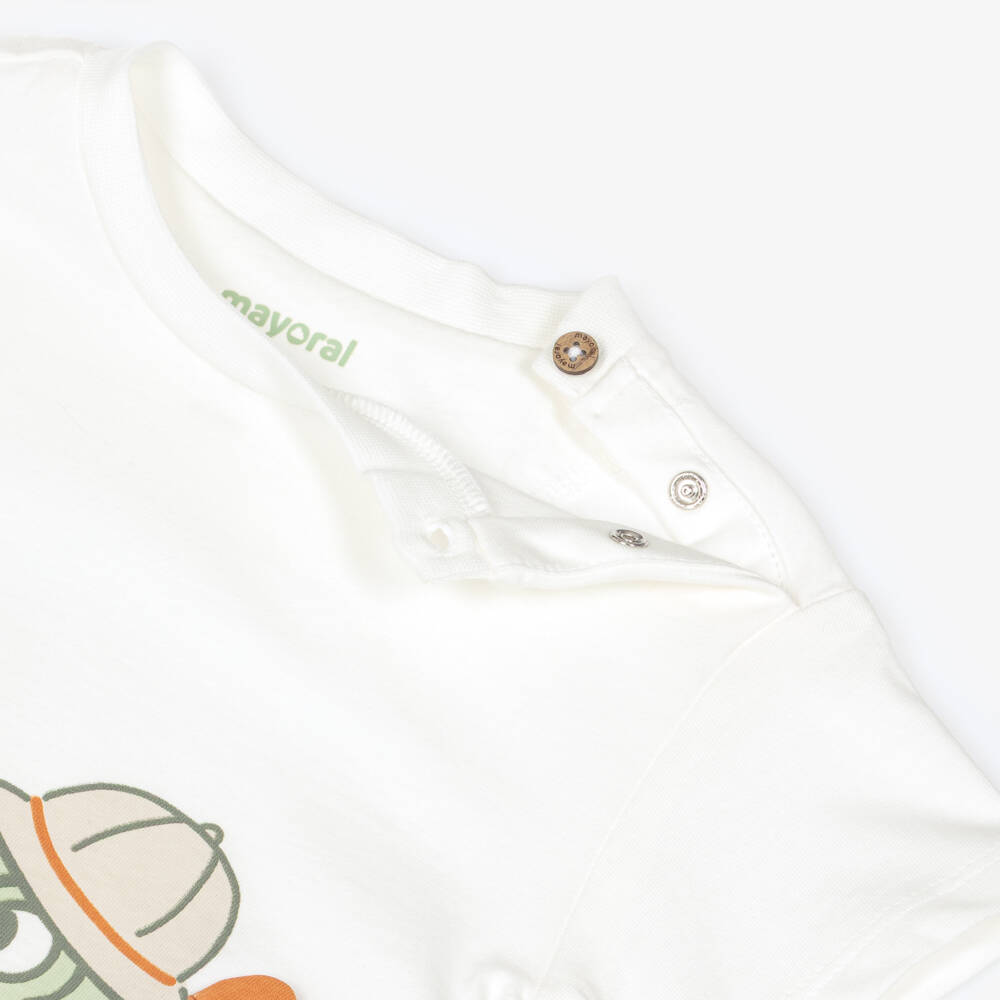 Mayoral-Boys White & Orange Cotton Shorts Set with Chameleon Print | Childrensalon