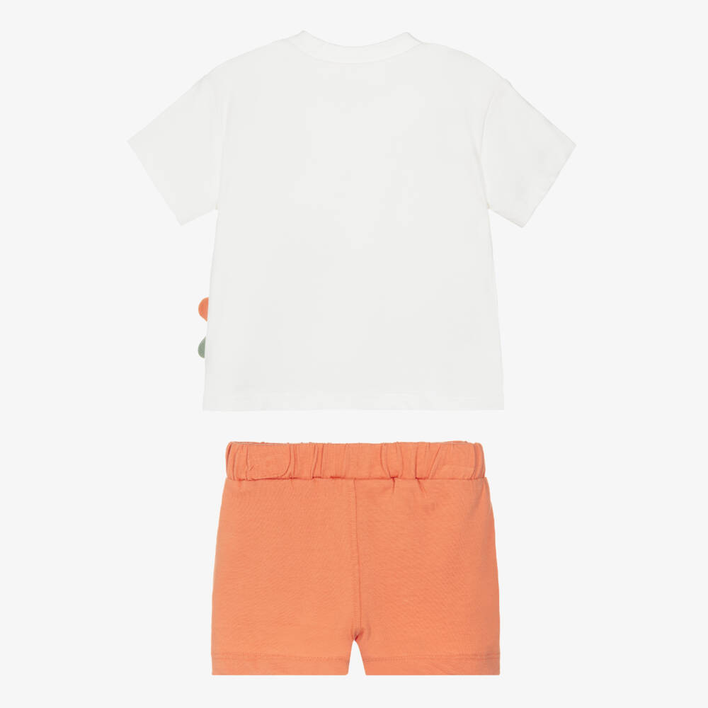 Mayoral-Boys White & Orange Cotton Shorts Set with Chameleon Print | Childrensalon