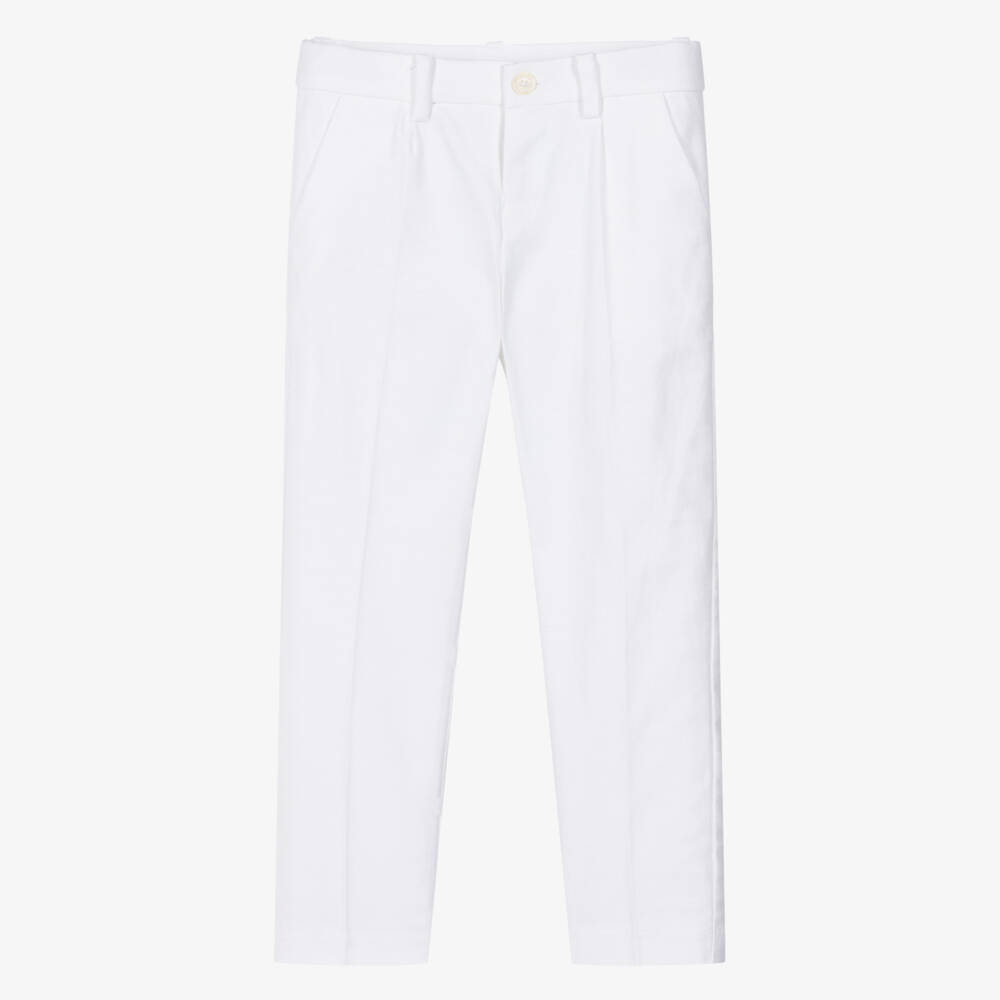 Mayoral-Boys White Tailored Chino Trousers | Childrensalon