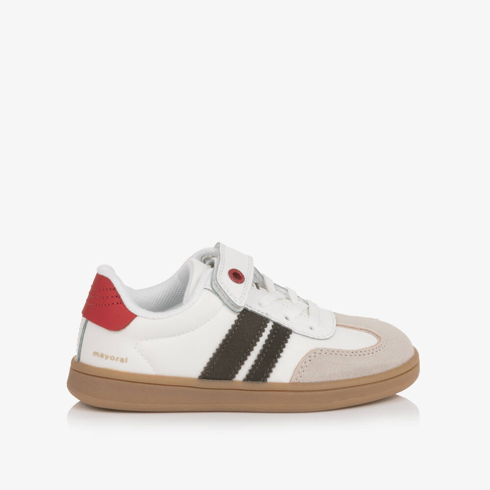 Mayoral-Boys White Trainers with Suede Leather Trims | Childrensalon