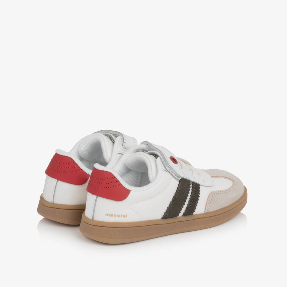 Mayoral-Boys White Trainers with Suede Leather Trims | Childrensalon