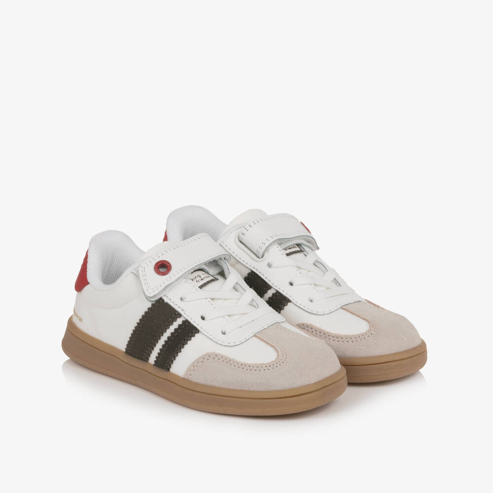 Mayoral-Boys White Trainers with Suede Leather Trims | Childrensalon