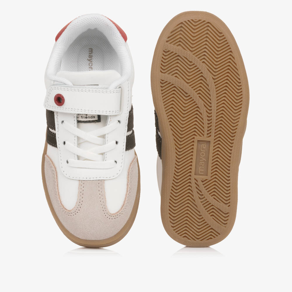Mayoral-Boys White Trainers with Suede Leather Trims | Childrensalon