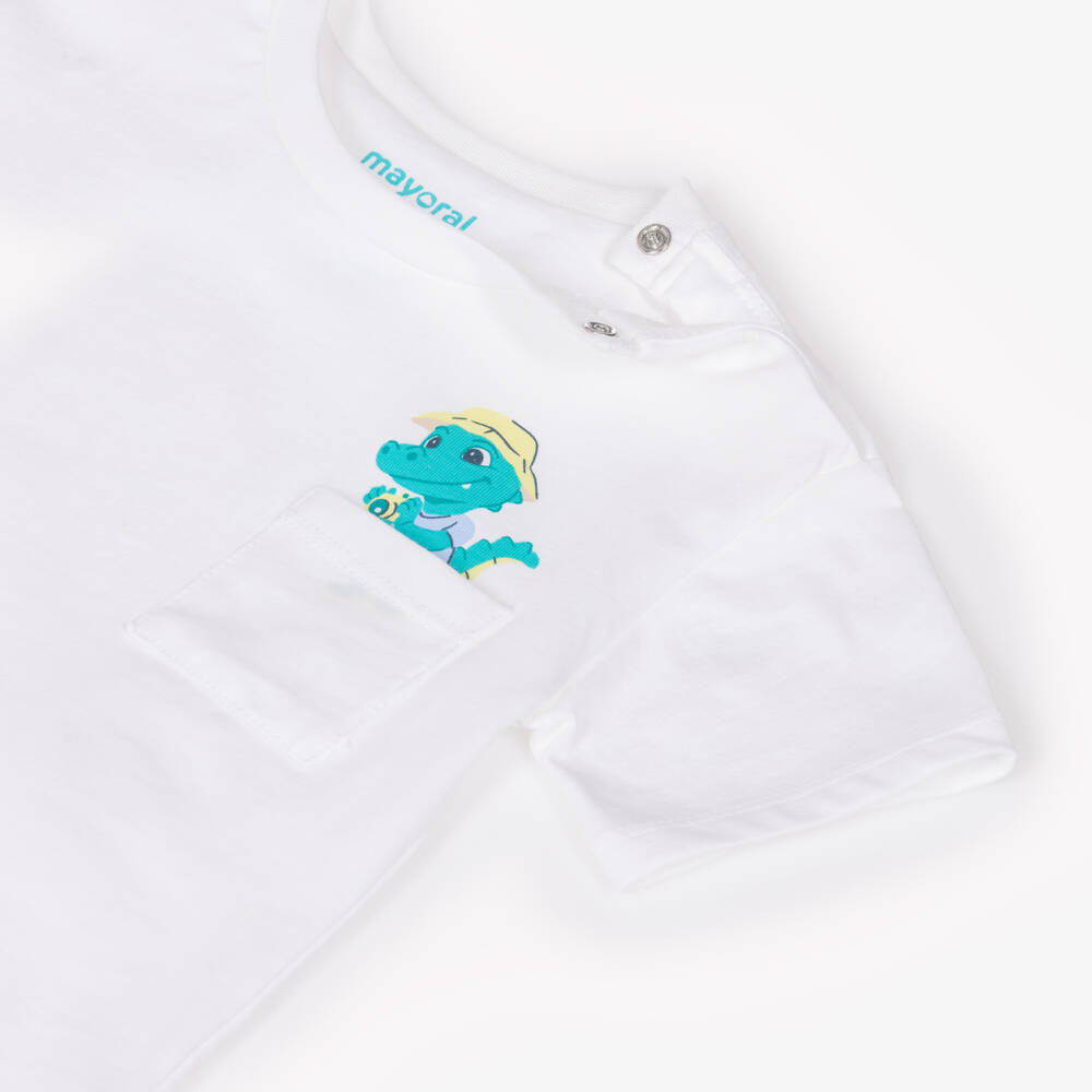 Mayoral-Boys White & Yellow Crocodile Print Shorts Set | Childrensalon