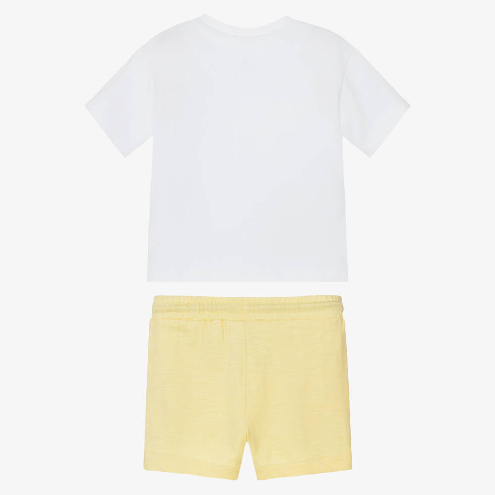 Mayoral-Boys White & Yellow Crocodile Print Shorts Set | Childrensalon