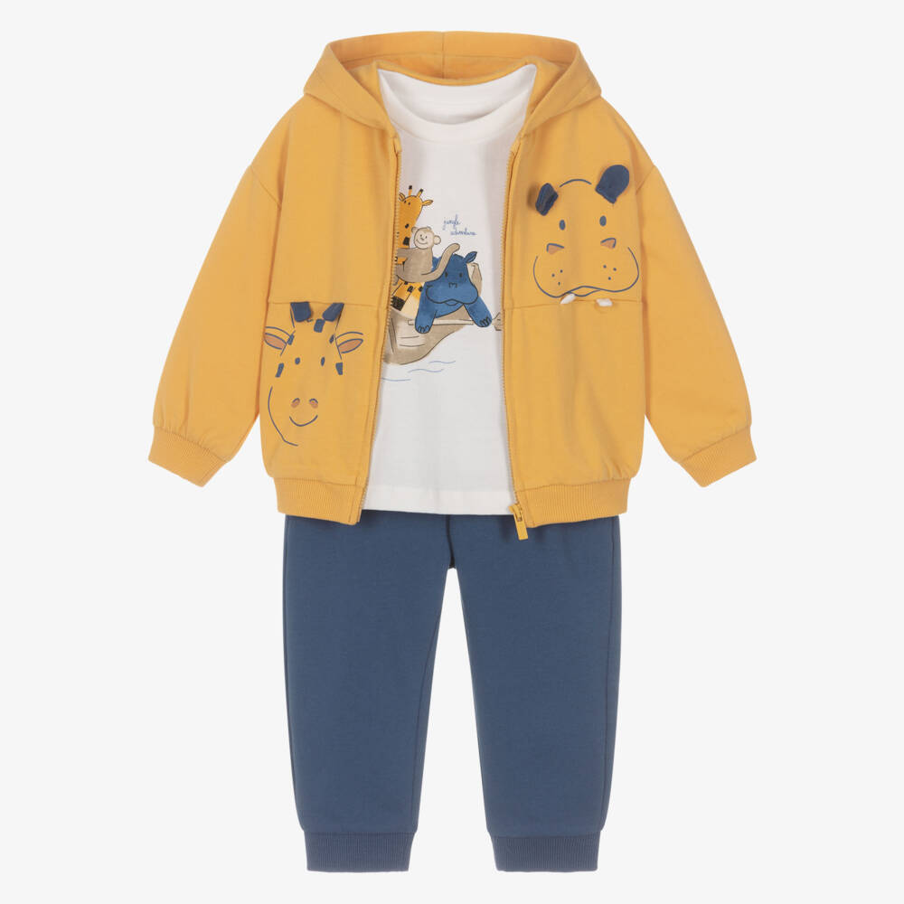 Mayoral-Boys Yellow & Blue Safari Animal Tracksuit Set | Childrensalon