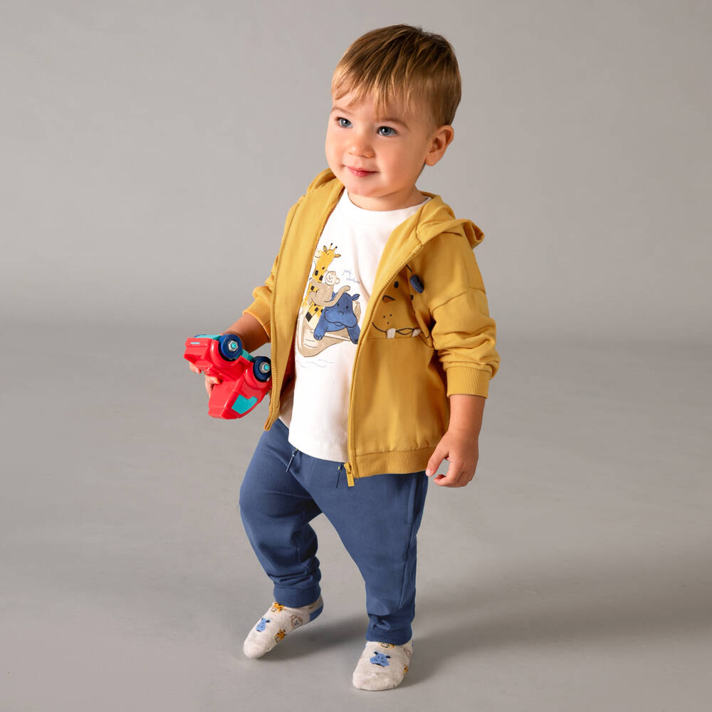Mayoral-Boys Yellow & Blue Safari Animal Tracksuit Set | Childrensalon