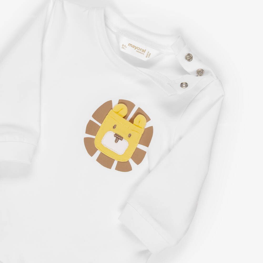 Mayoral-Boys Yellow Cotton Safari Animal Babygrow Set | Childrensalon